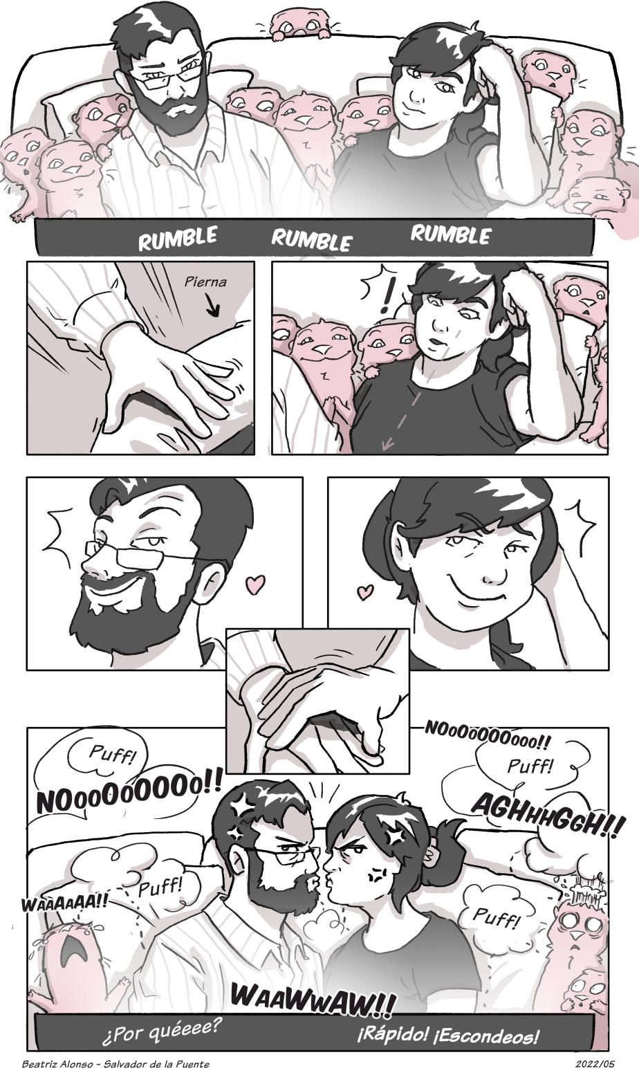 Tiras de nutrias. El drama del&nbsp;beso.